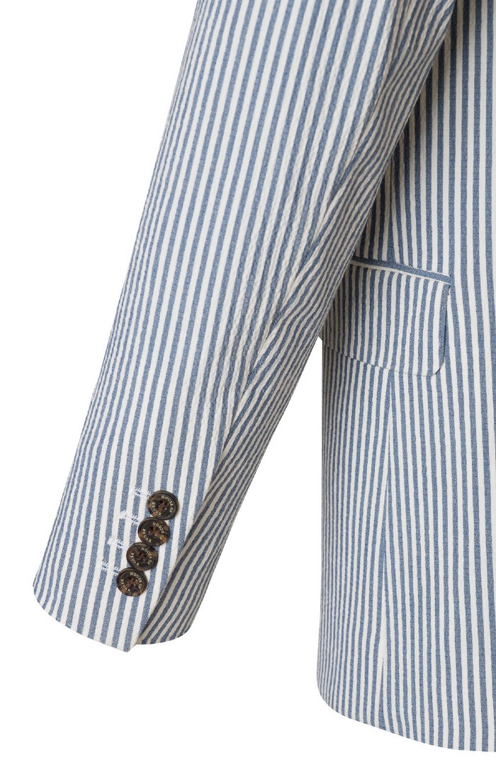Men's Linen Seersucker Stripe Jacket, Blue House of Bruar