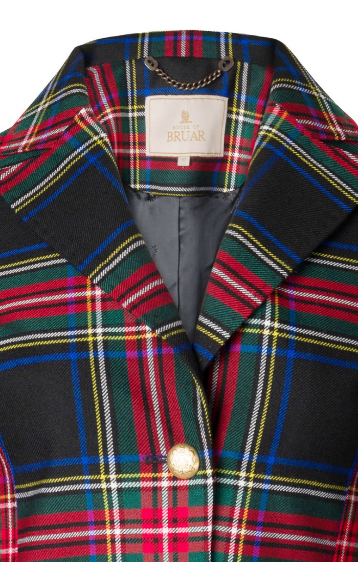 Ladies Single Breasted Full Length Tartan Coat, Black House of Bruar - Main Image