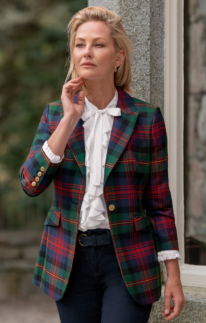 Ladies Plaid Longline Blazer House of Bruar