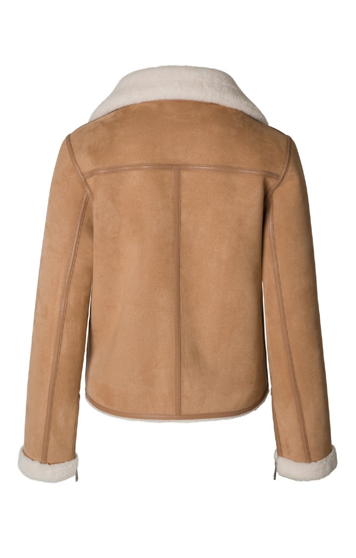 Tan faux shearling biker jacket 2025