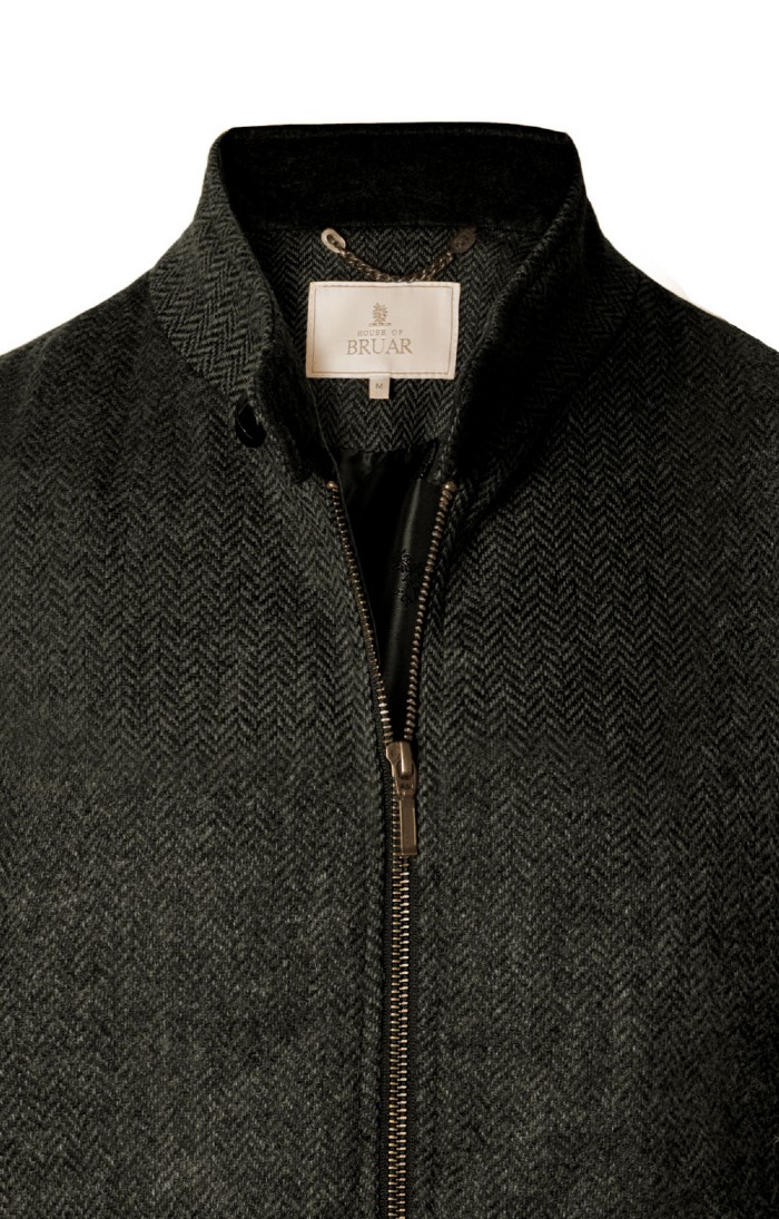Mens British Tweed Bomber Jacket Black House of Bruar