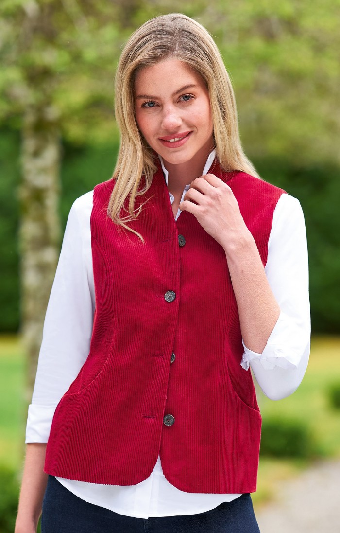 Ladies Contrast Corduroy Waistcoat