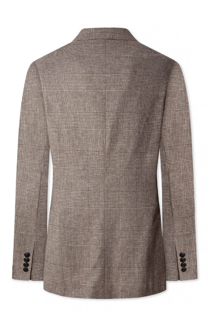 Mens Hackett Cotton Linen Glen Check Blazer, Brown House of Bruar