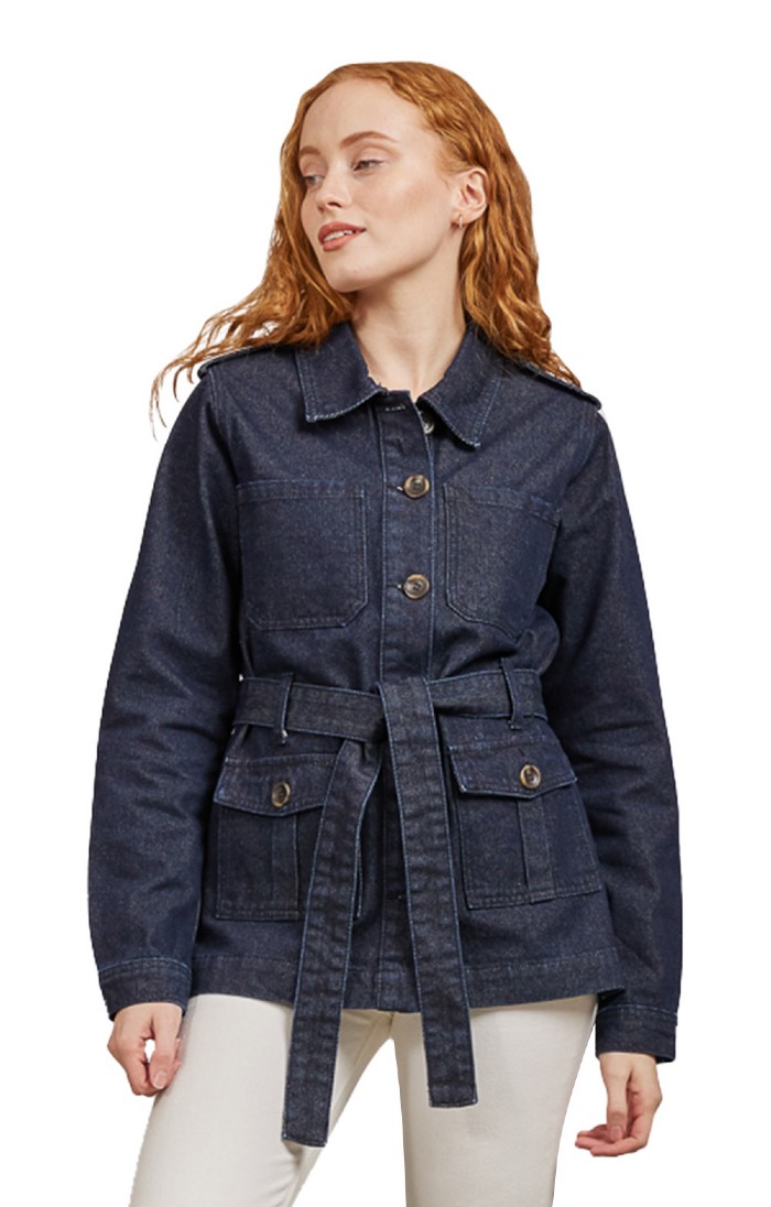 Ladies Denim Waist Tie Jacket