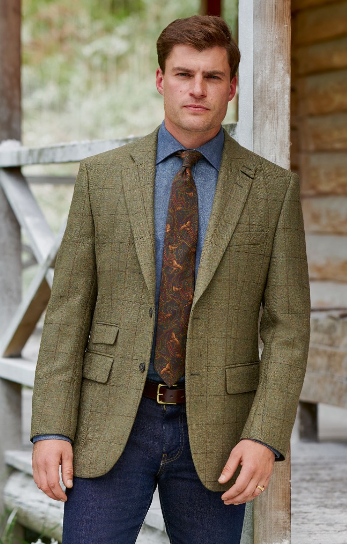 Mens Saxony Tweed Hacking Jacket, Green - House of Bruar