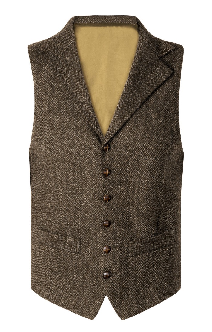 Men s Single Breasted Harris Tweed Waistcoat