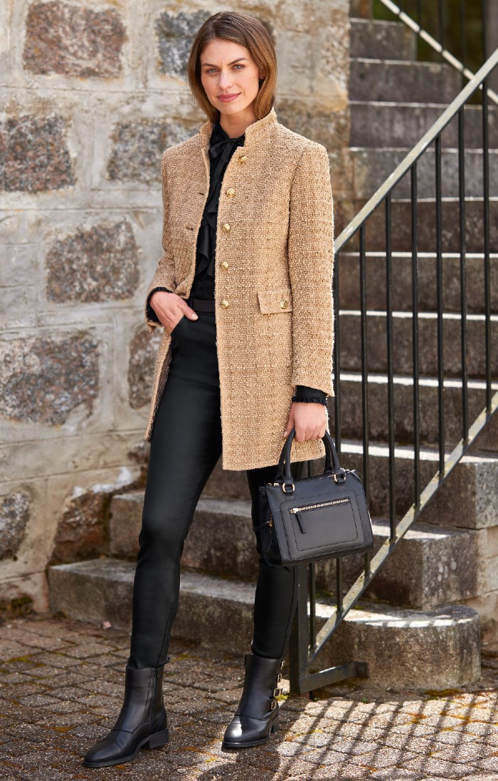 Ladies Boucle Three Quarter Length Jacket