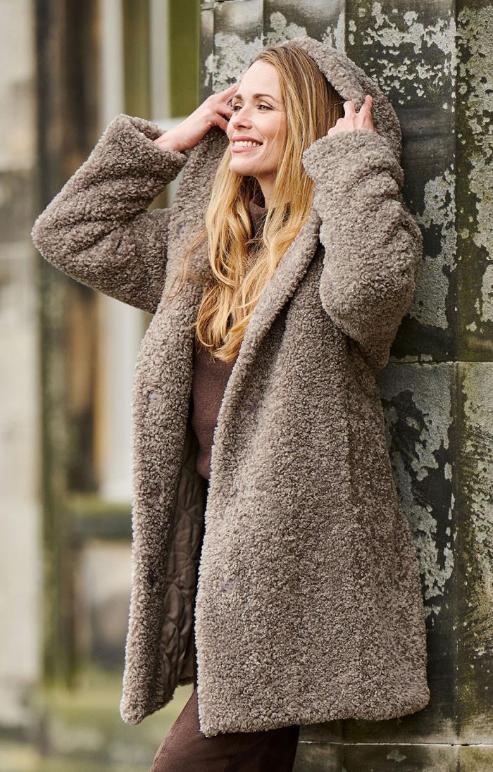 Ladies Bouclé Hooded Coat House Of Bruar Ladies Bouclé Hooded Coat House Of Bruar, Knitted Cocoon Fur Coat