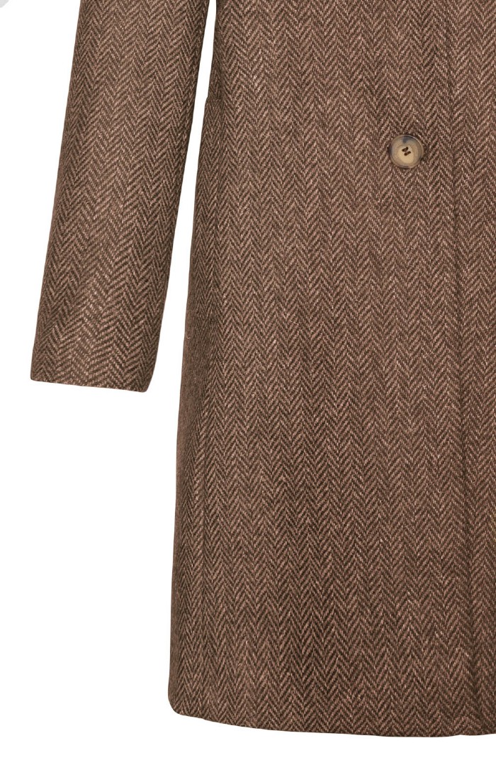 Ladies Herringbone Tweed Funnel Coat, Brown House of Bruar