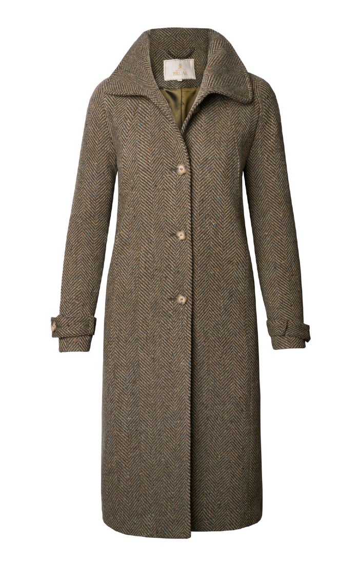 Ladies British Tweed Full Length Raglan Coat