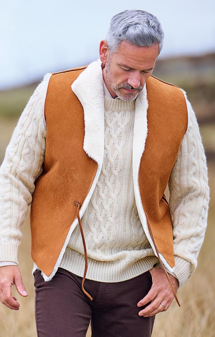 Mens sheepskin gilet for sale Clearance