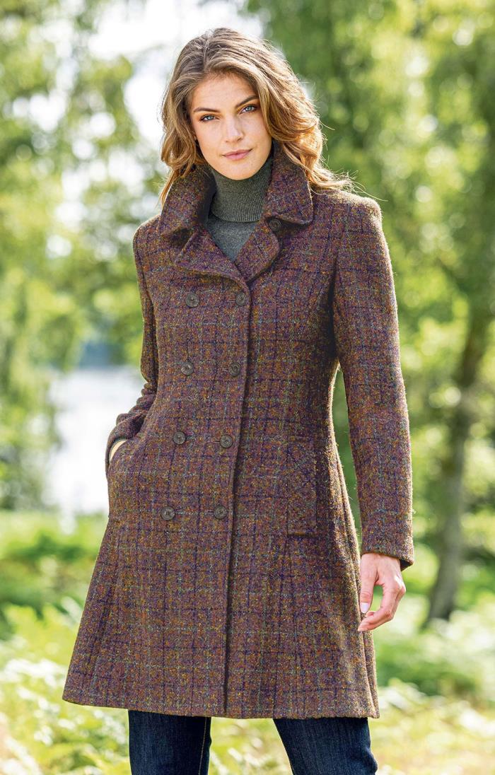 double breasted tweed coat