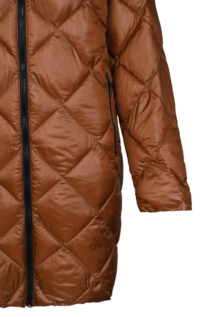 Long brown on sale quilted ladies coat