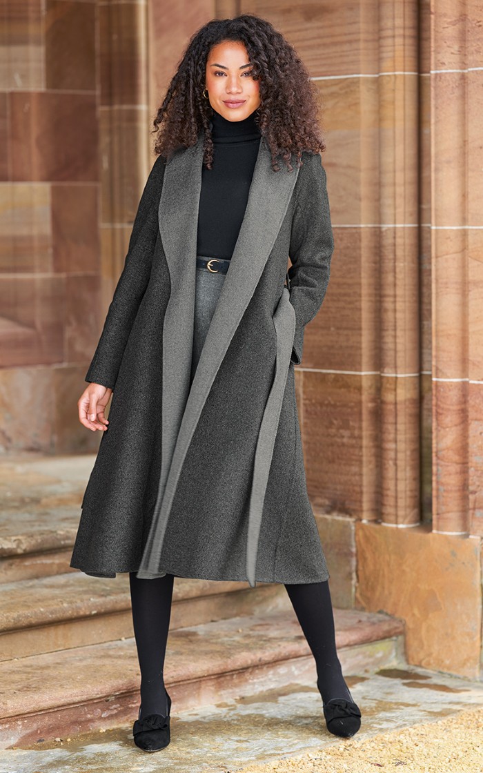 Ladies Wool Rich Tie Coat - House of Bruar