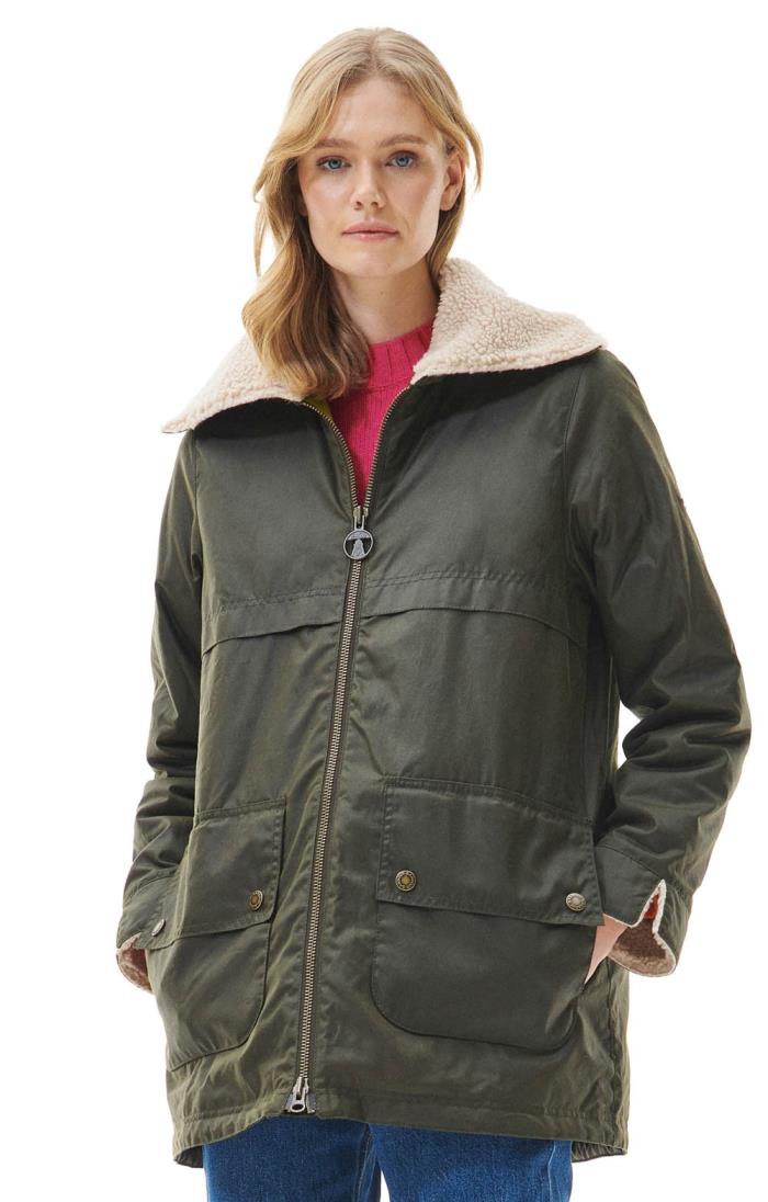 Barbour pine wax shop jacket with hood