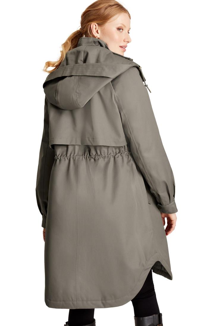 Sophia long raincoat with detachable top flannel liner hood