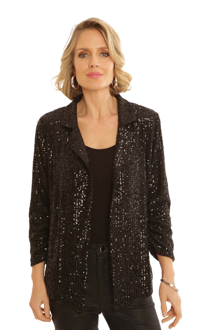 Ladies black sparkly jacket 2025