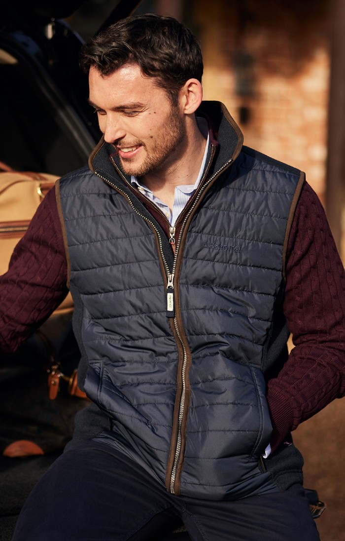 Mens Schoffel Oakham Hybrid Gilet Blue House of Bruar