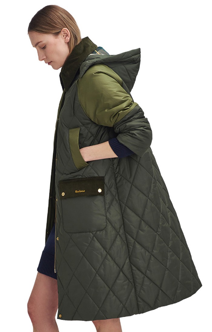 【BAON】24FW★ [BAONHAUS] Ferren collar long quilted coat ROSE Golden Bronze Long Quilted Coat with Shawl Collar