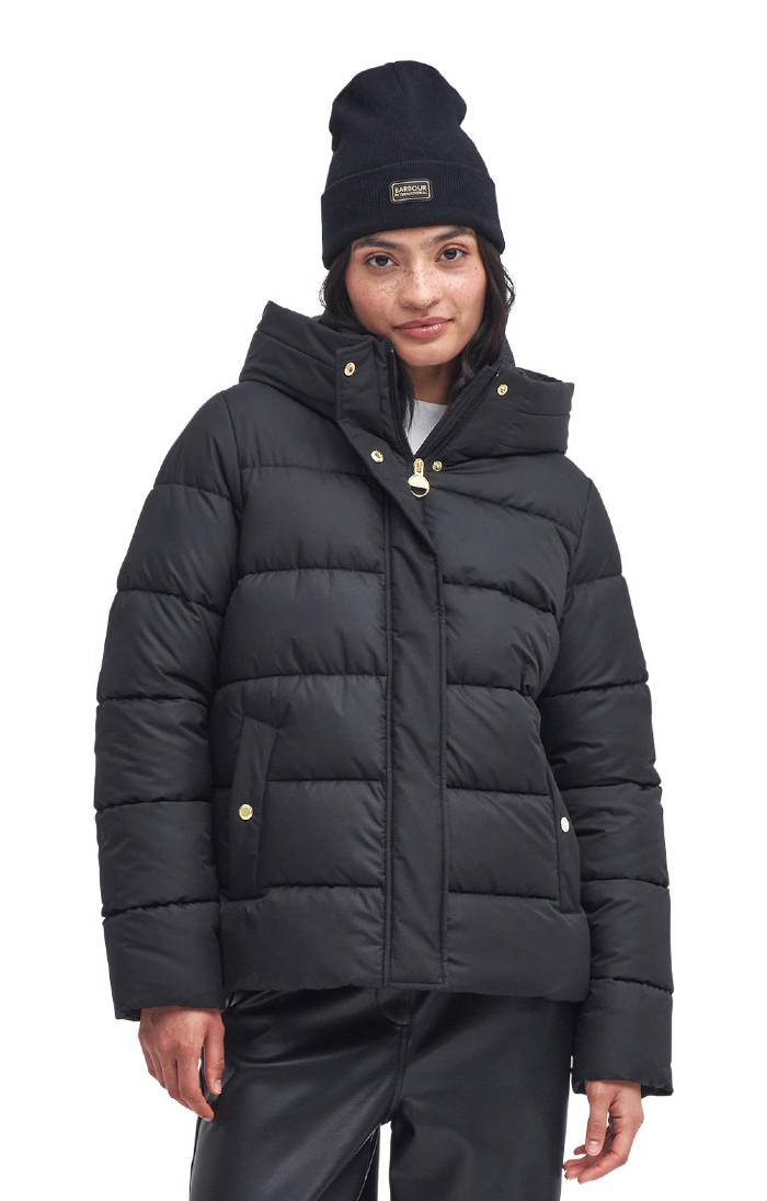 Ladies Barbour International Barron Puffer Jacket Black House of Bruar