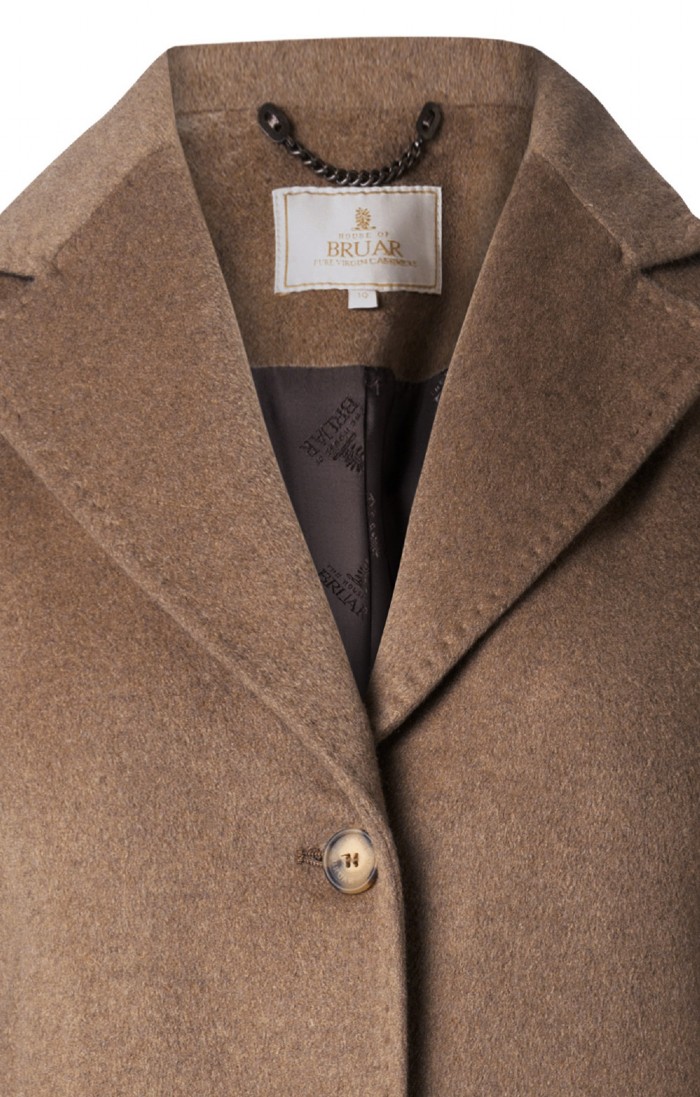 【OUNCE】 cashmere half handmade coat Ladies Single Breasted Full Length Cashmere Coat, Brown