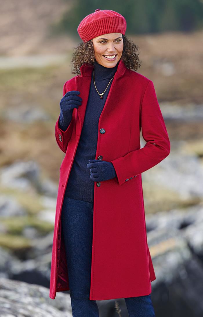 Red cashmere coat sale