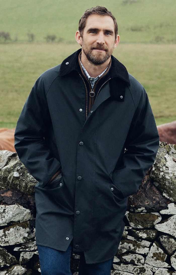 Men's Barbour Country Wax Mac Jacket, Navy House of Bruar