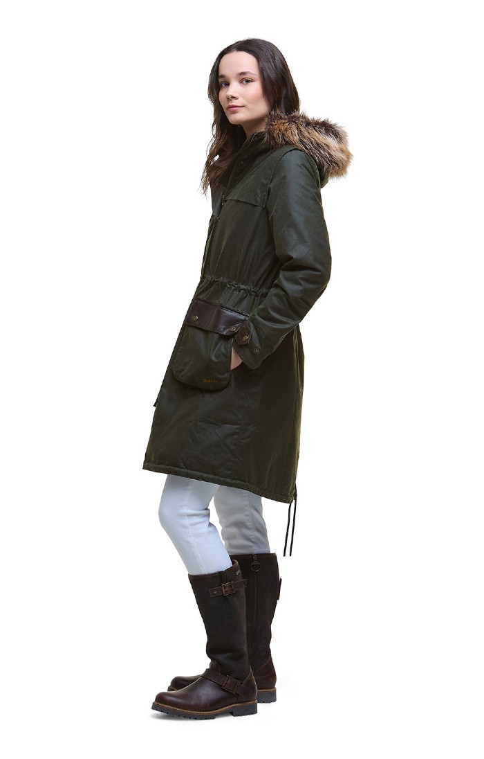 バブアー Barbour Wax Durham レディース UK：8 Women's Barbour Durham City Waxed Parka
