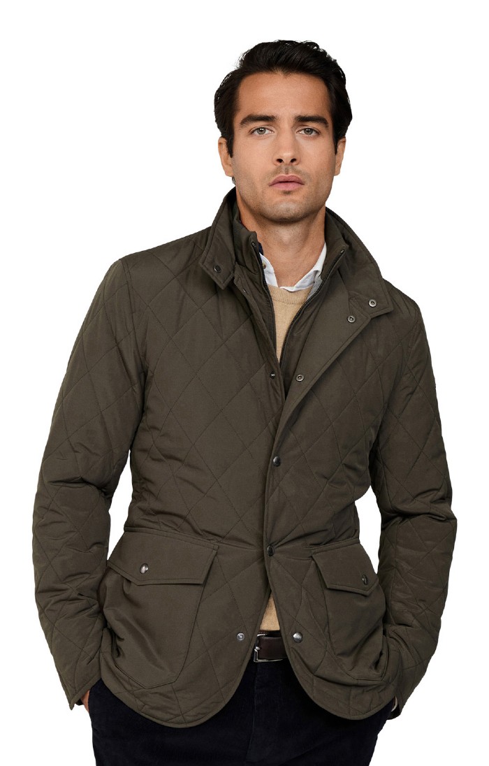 Men's Hackett London Quilted Paddock Jacket, Green - House of Bruar