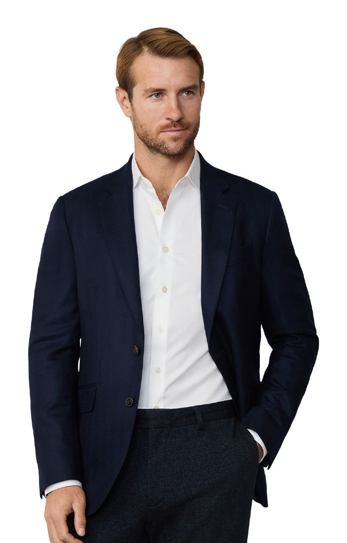 Men's Hackett London Flannel Herringbone Bib Jacket, Navy - House