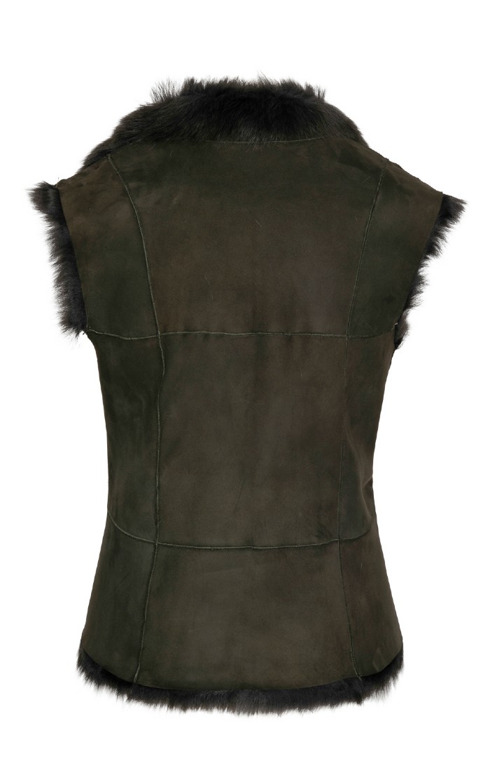 Ladies Lambskin Gilet, Navy - House of Bruar