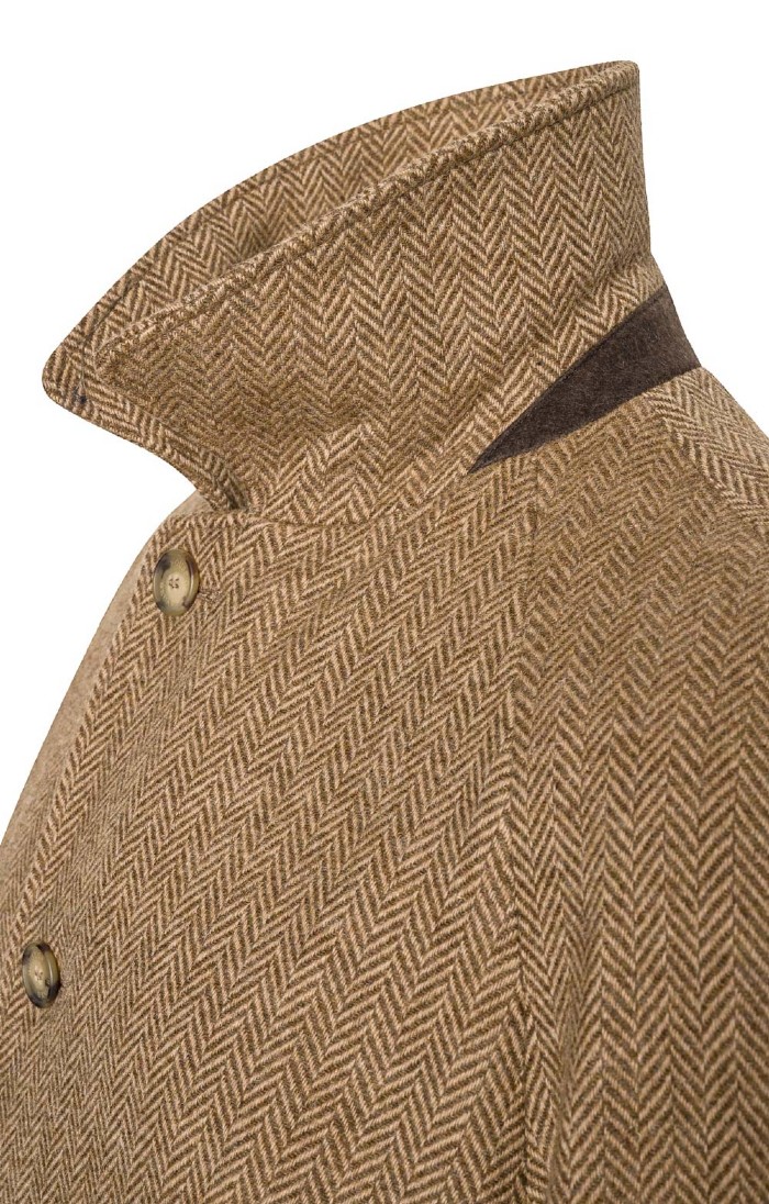 ジャケット・アウター HERRINGBONE TWEED STAND COLLAR COAT Mens Raglan Sleeve British Tweed Coat, Multi - House of Bruar