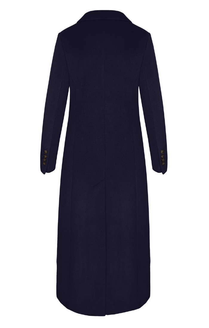 Ladies Wool Cashmere Full Length Coat Black Navy House of Bruar