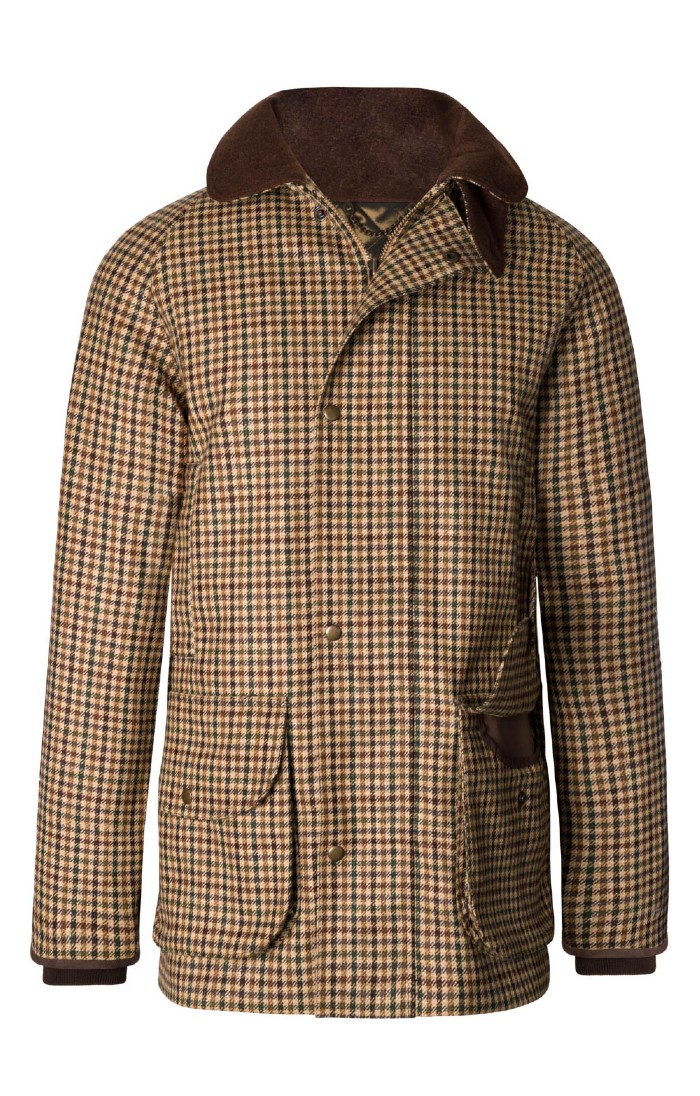 Men's British Saxony Tweed Waterproof Sporting Coat, Blue