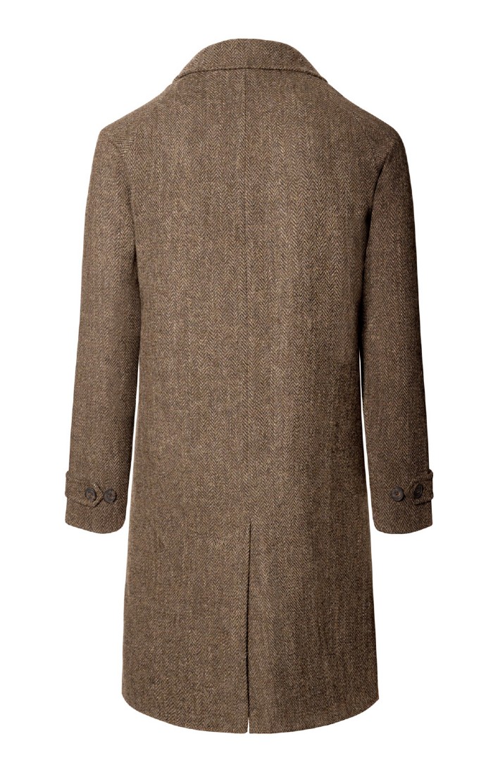 Men's Harris Tweed Raglan Coat, Grey - House of Bruar