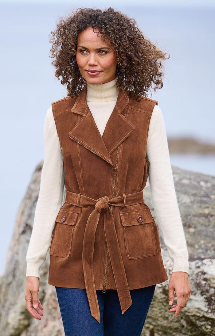 Ladies Tie Suede Waistcoat - House of Bruar