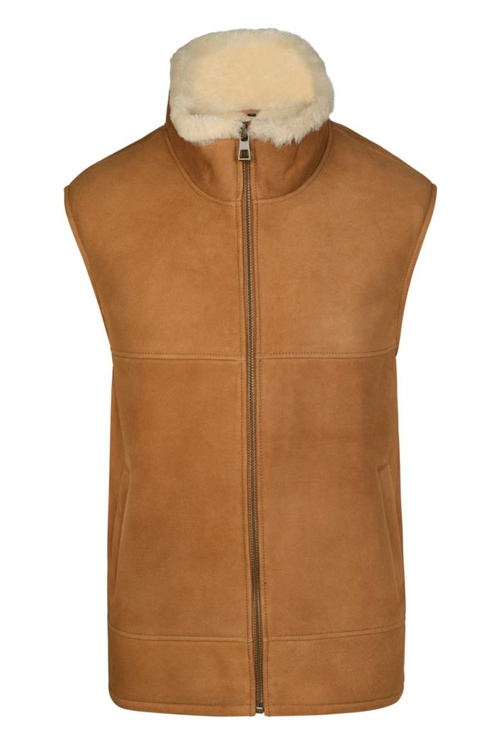Mens leather hotsell sheepskin gilet