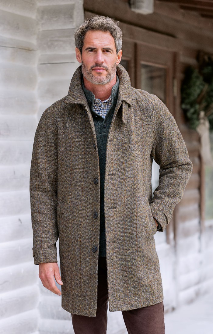 【DAIRIKU】 Rib Collar Tweed Raglan Coat Vintage Dunn & Co. Harris Tweed Balmacaan Raglan Coat M/40 Brown