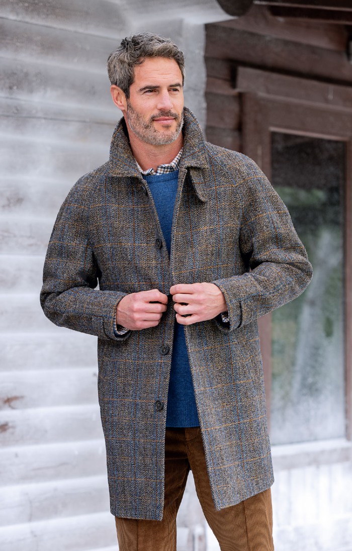 Men's Harris Tweed® 3/4 Raglan Coat - House of Bruar