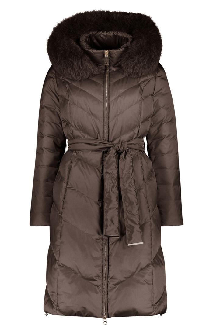Ladies Betty Barclay Hooded Quilted Coat with Fur - House of Bruar