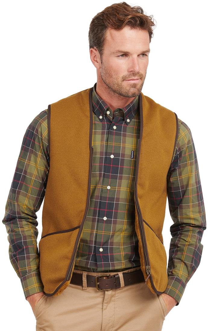 Mens Barbour Warm Pile Zip-In Liner, Brown - House of Bruar