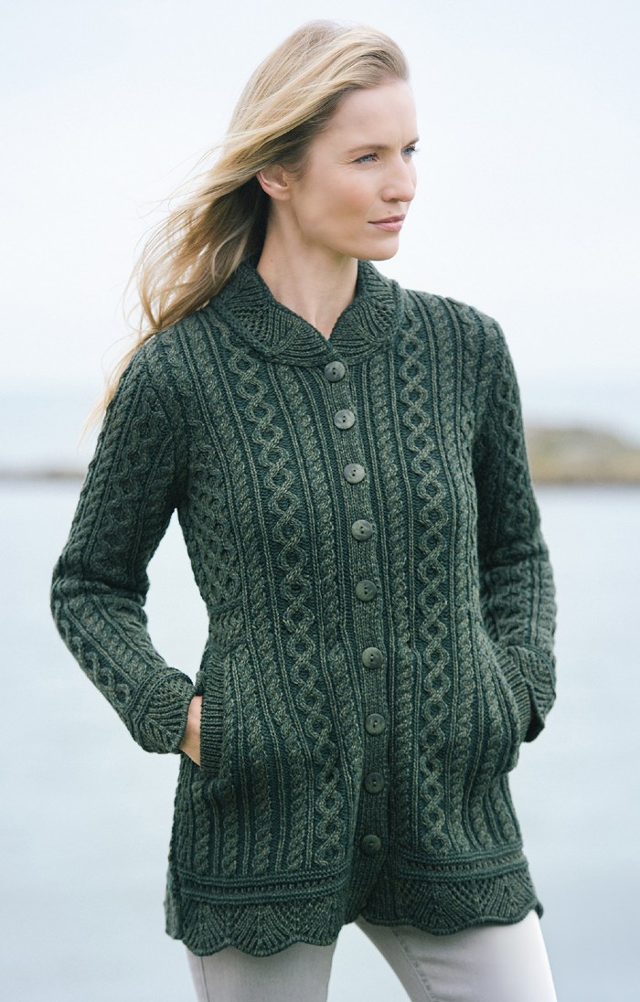 Ladies Fermanagh Cardigan Green House of Bruar