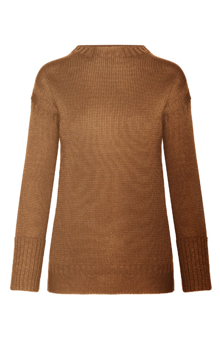 Wool Pullover Damen Cognac Braun Rollkragen Braune Strickpullover