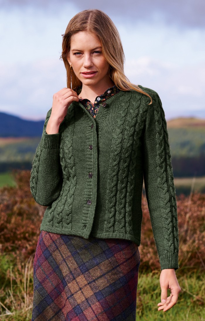 Ladies Pure New Wool Cable Cardigan House of Bruar