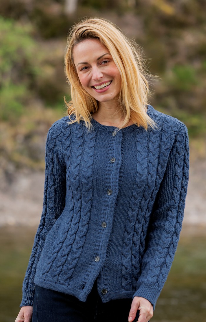 Ladies Pure New Wool Cable Cardigan House of Bruar