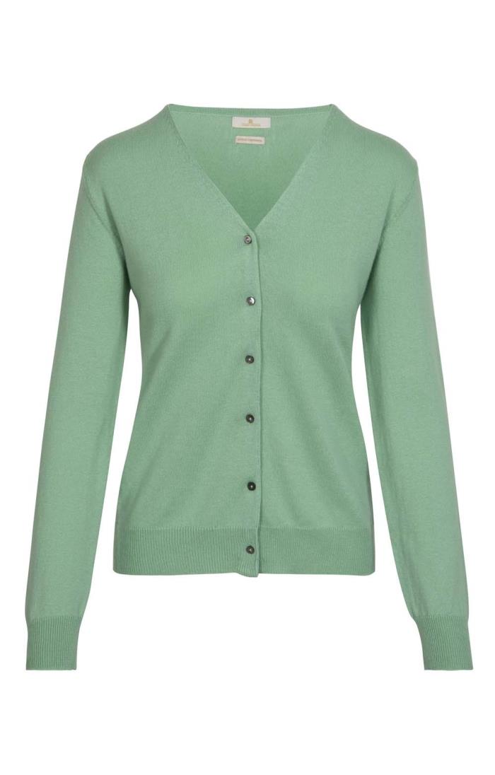 Ladies Cotton & Cashmere V Neck Cardigan - House of Bruar 