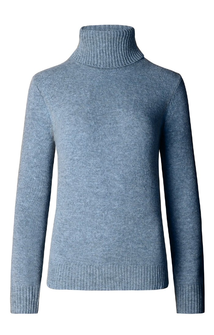 Blue roll neck jumper womens deals