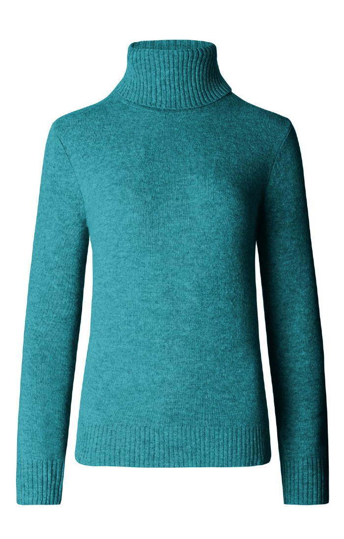 Ladies Lambswool Roll Neck Jumper, Green House of Bruar