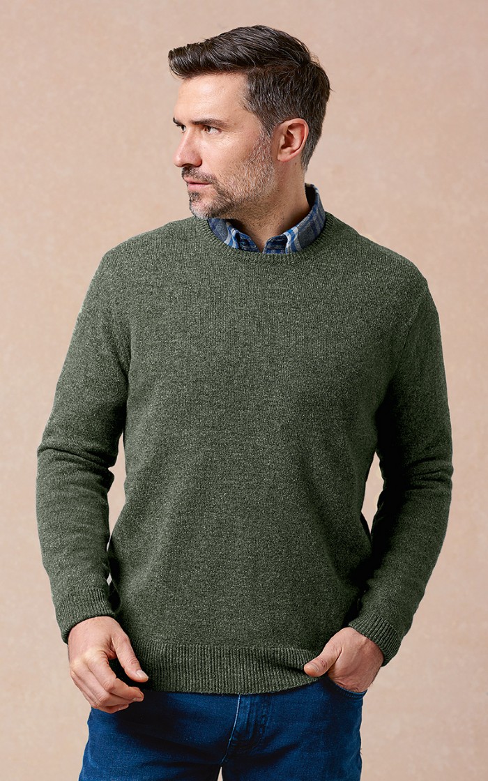 Mens Lambswool Crew Neck – Nougat