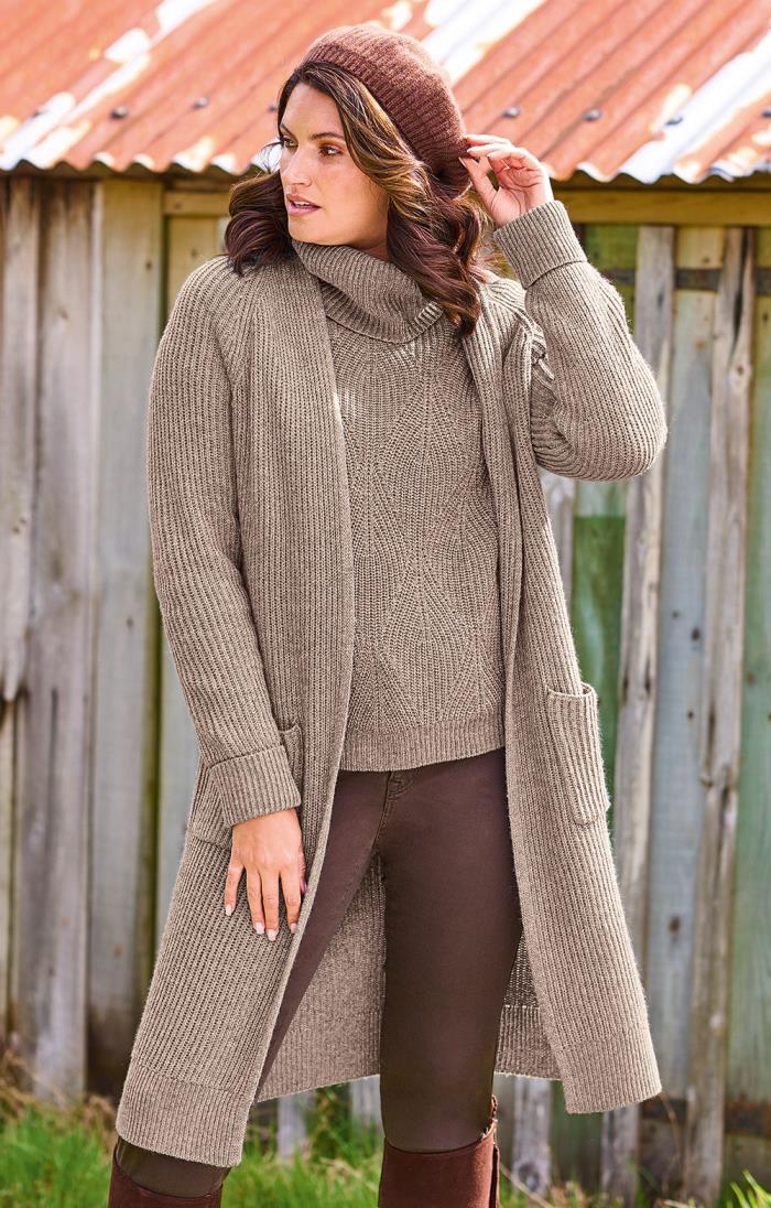 House of Bruar Ladies Long Rib Cardigan